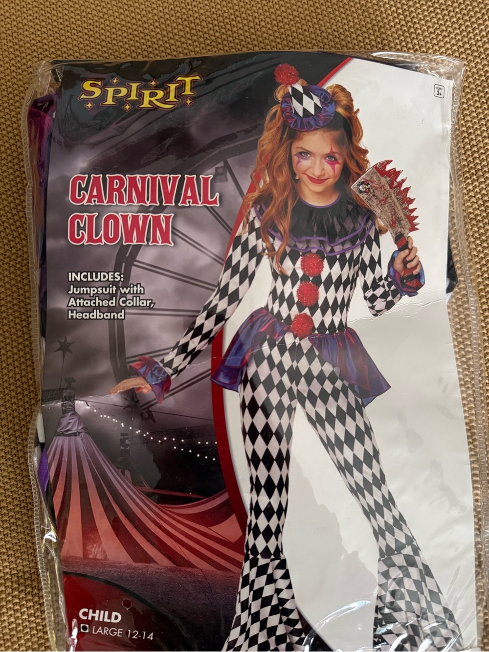 Spirit Carnival Clown Costume for Kids - Black, White & Purple